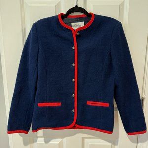 Lang Originals Navy and Red Button Blazer - Size‎ Small